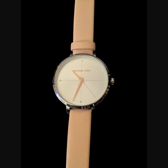 Michael Kors Mk 2778 Womens Charley Genuine Leather Silver Tone Wristwatch - Picture 1 of 9